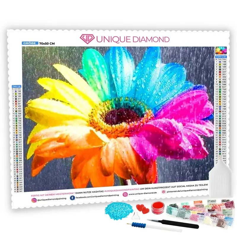 5D Diamond Painting bunte Sonnenblume - Unique-Diamond