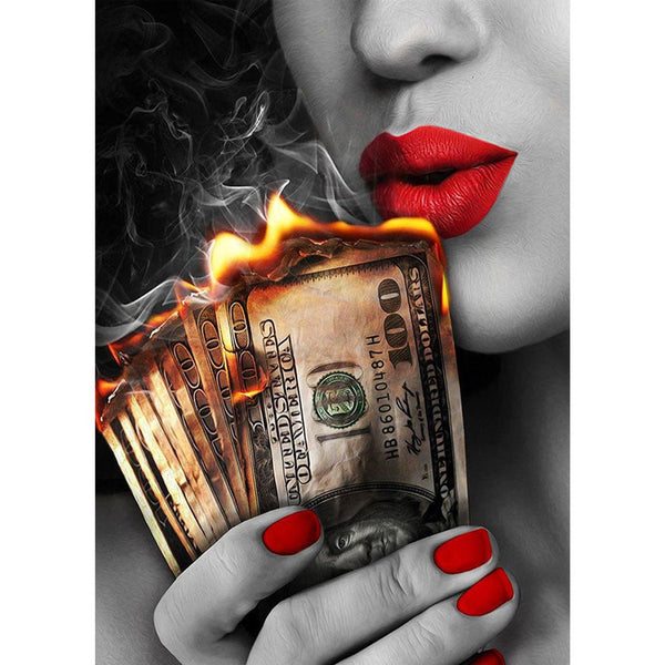 5D Diamond Painting Burning Dollars - Unique-Diamond