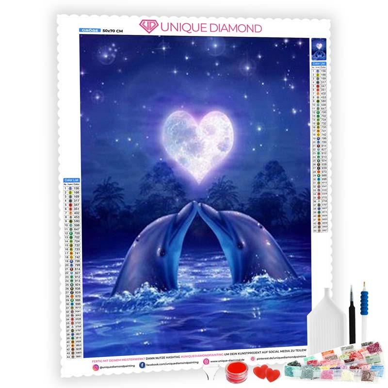 5D Diamond Painting Delfine in Love - Unique-Diamond