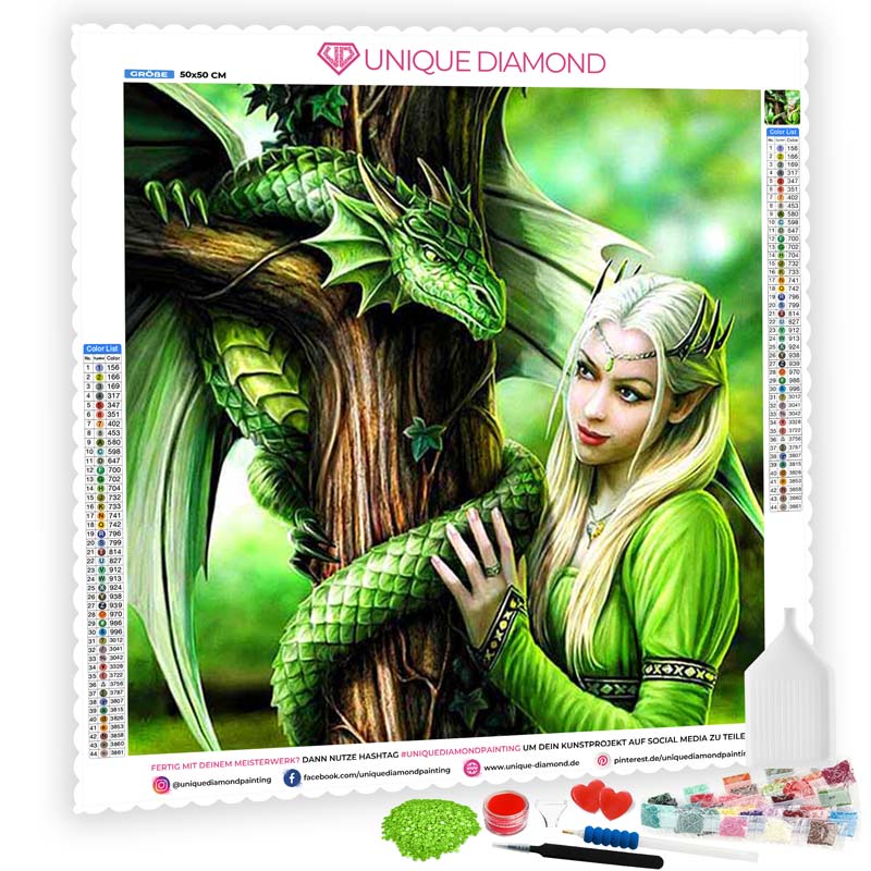 5D Diamond Painting Drache und Prinzessin - Unique-Diamond