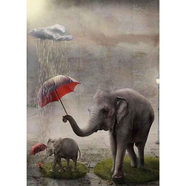 5D Diamond Painting Elefant mit Regenschirm - Unique-Diamond
