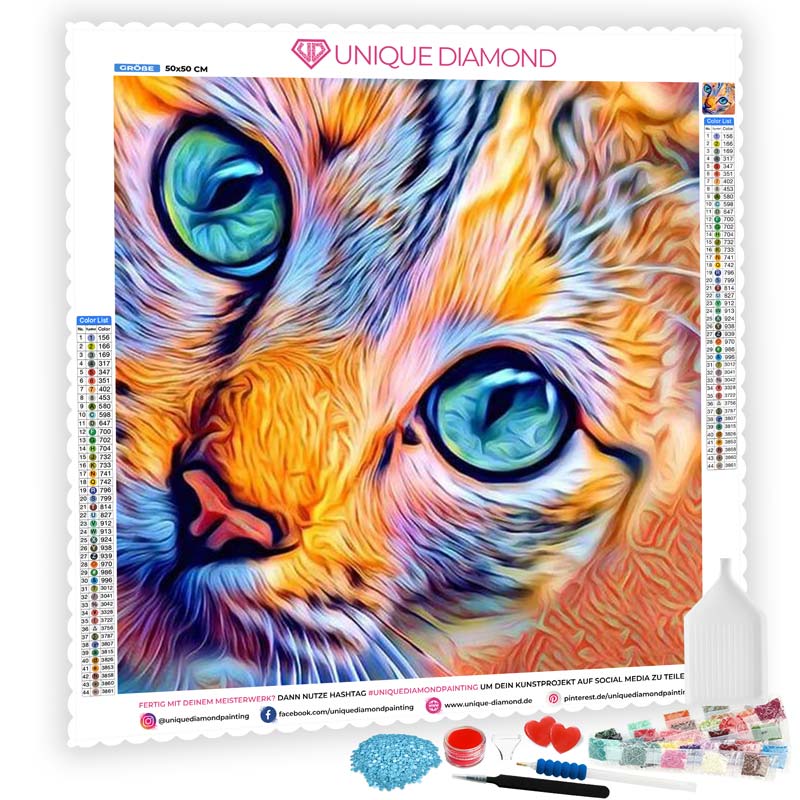 5D Diamond Painting Fantasy Katzengesicht - Unique-Diamond