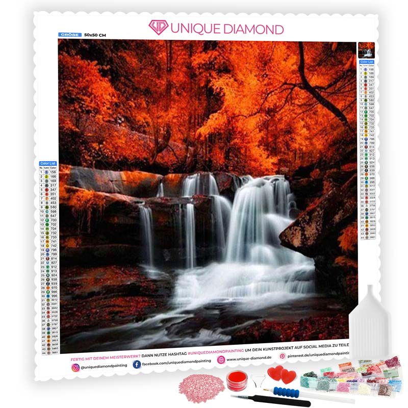 5D Diamond Painting Fantasy Wasserfall Herbstlandschaft - Unique-Diamond