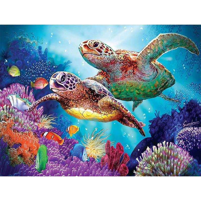 5D Diamond Painting Farbige Schildkröten - Unique-Diamond