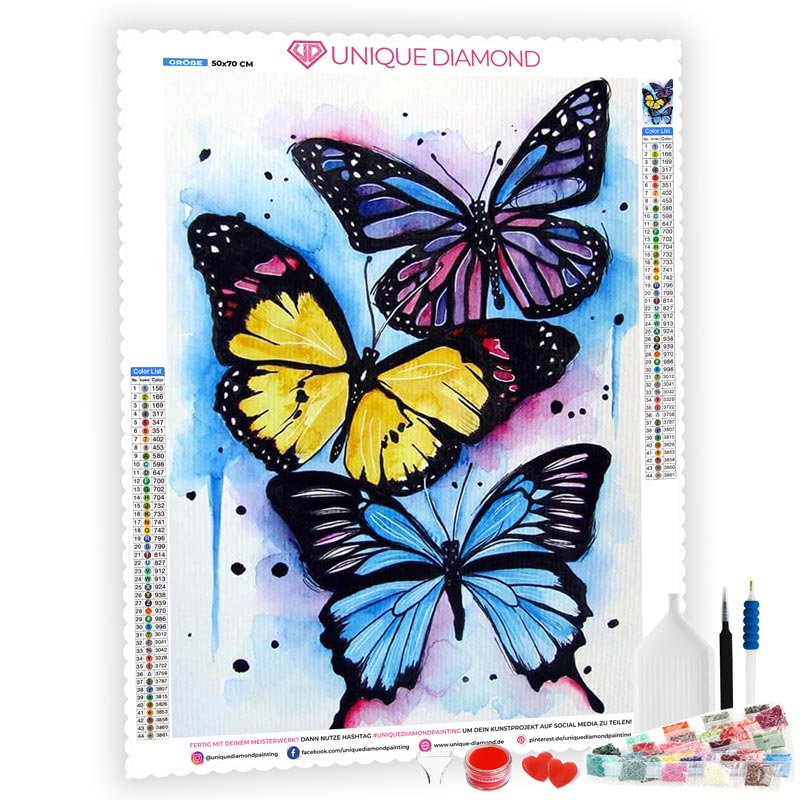 5D Diamond Painting Farbige Schmetterlinge - Unique-Diamond