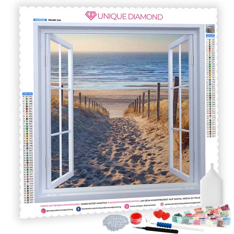 5D Diamond Painting Fenster zum Strand - Unique-Diamond