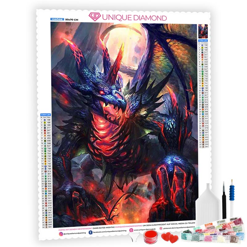 5D Diamond Painting Feuer Drache - Unique-Diamond