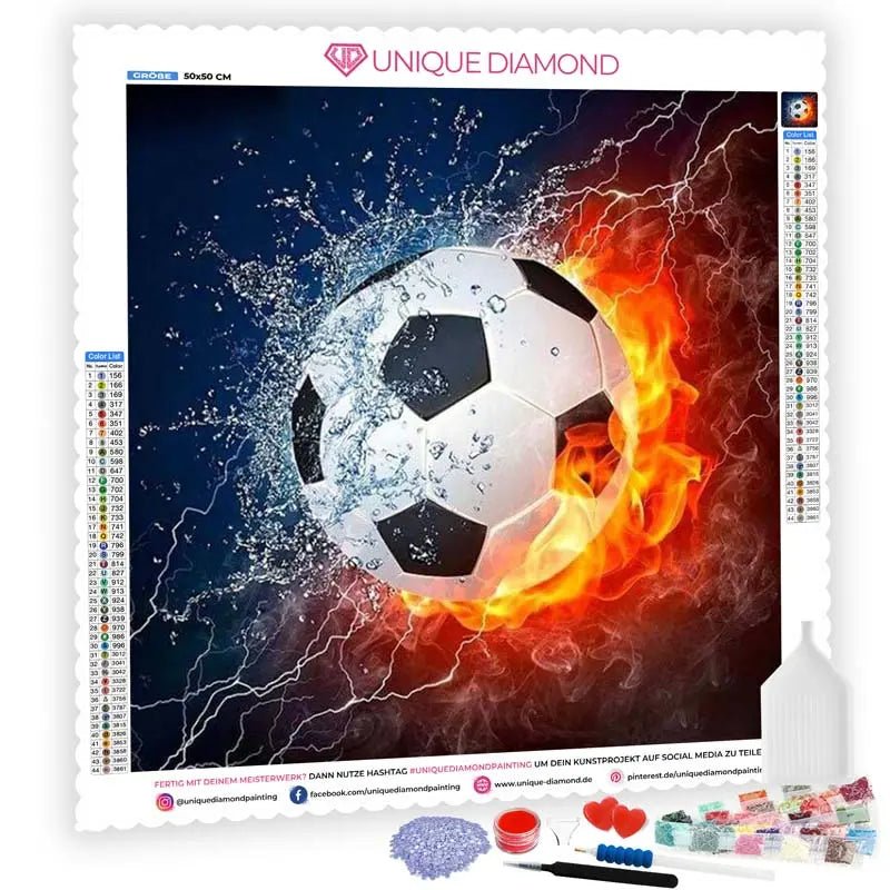 5D Diamond Painting Feuer & Fußball - Unique-Diamond