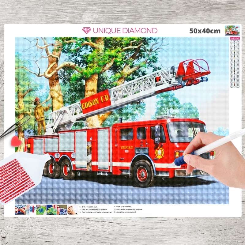 5D Diamond Painting Feuerwehrauto - Unique-Diamond