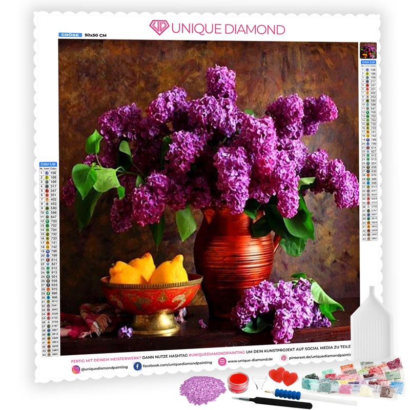 5D Diamond Painting Flieder Blumenstrauß - Unique-Diamond