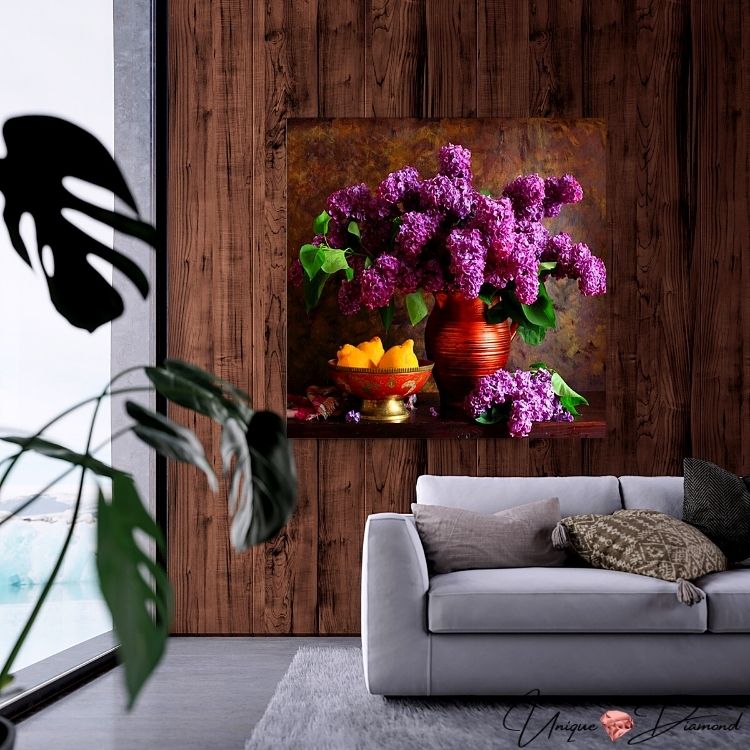 5D Diamond Painting Flieder Blumenstrauß - Unique-Diamond