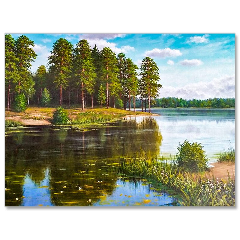 5D Diamond Painting Fluss im Wald - Unique-Diamond