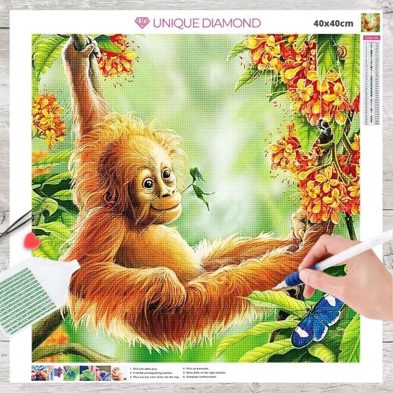 5D Diamond Painting Fröhlicher Affe - Unique-Diamond