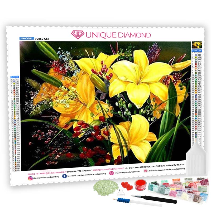 5D Diamond Painting gelber Blumenstrauß - Unique-Diamond