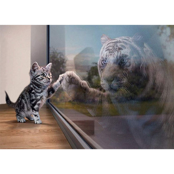 5D Diamond Painting Getigerte Katze und Tiger Reflektion - Unique-Diamond