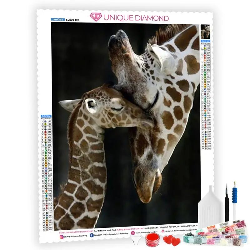 5D Diamond Painting Giraffe mit Baby - Unique-Diamond