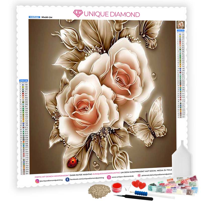 5D Diamond Painting Goldene Rose - Unique-Diamond