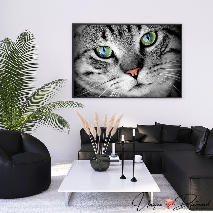 5D Diamond Painting Grau getigerte Katze - Unique-Diamond
