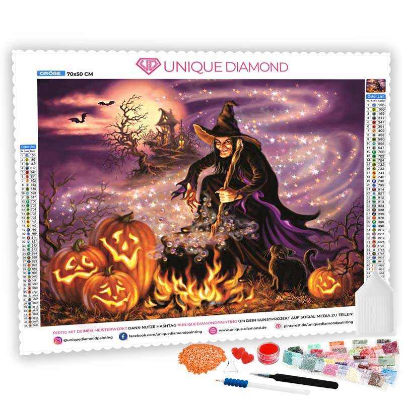 5D Diamond Painting Halloween Hexe - Unique-Diamond