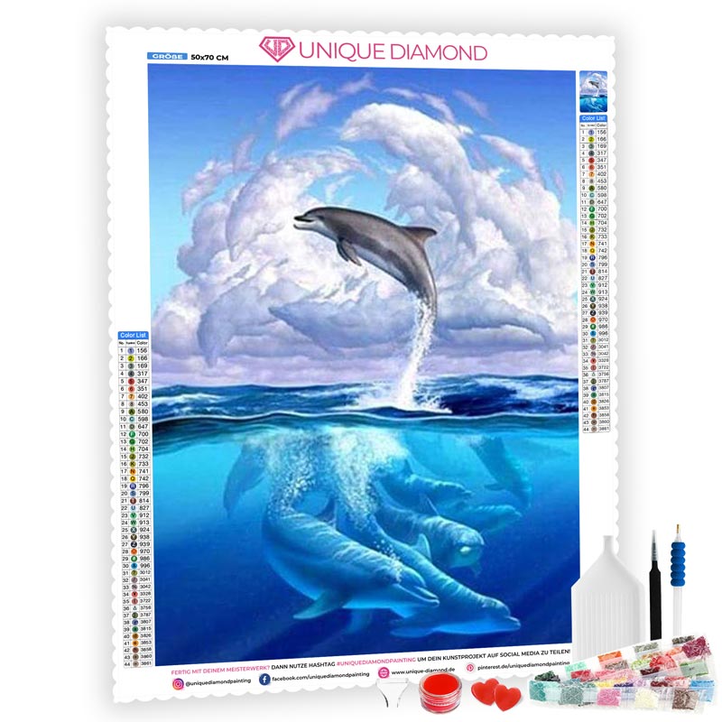 5D Diamond Painting Herde von Delfinen - Unique-Diamond