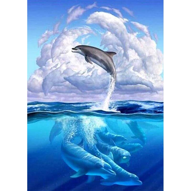 5D Diamond Painting Herde von Delfinen - Unique-Diamond