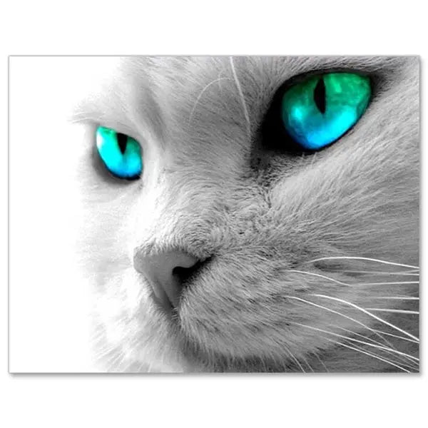 5D Diamond Painting Katze mit blauen Neonaugen - Unique-Diamond