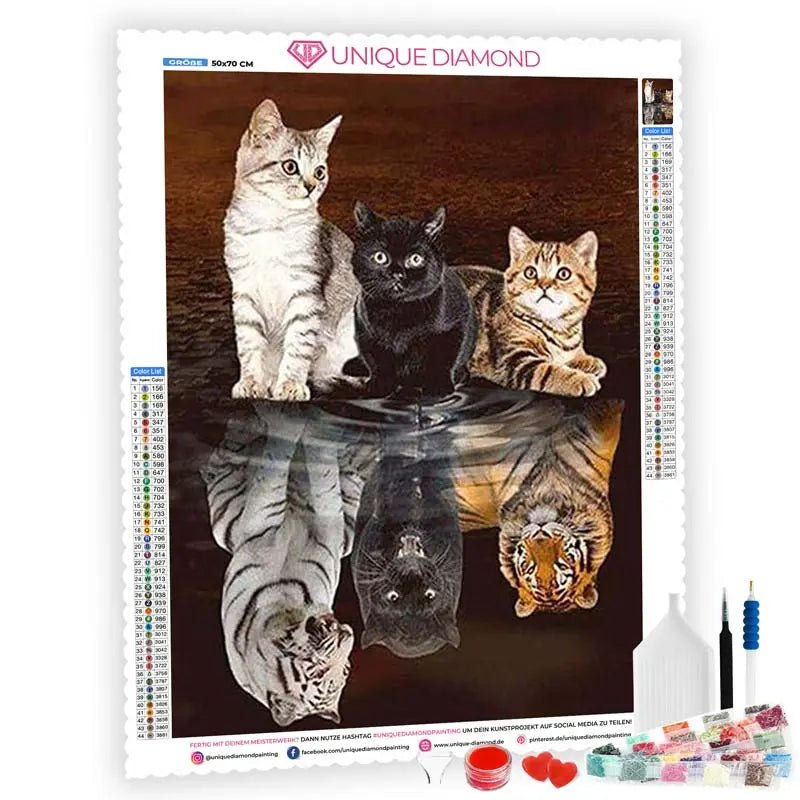 5D Diamond Painting Katzen Tiger Leopard - Unique-Diamond
