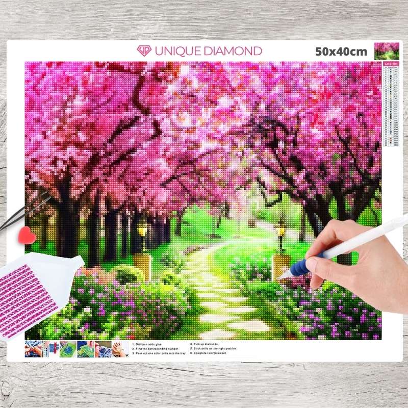 5D Diamond Painting Kirschbaum Weg - Unique-Diamond