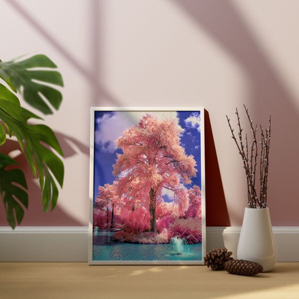 5D Diamond Painting Landschaft Rosa Kirschbaum - Unique-Diamond