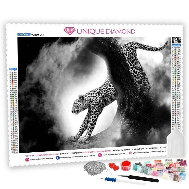 5D Diamond Painting Leopard im Nebel - Unique-Diamond