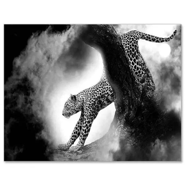 5D Diamond Painting Leopard im Nebel - Unique-Diamond