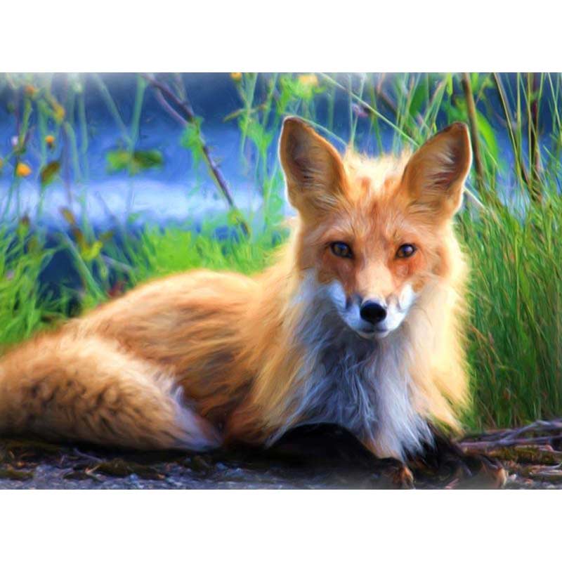 5D Diamond Painting Liegender Fuchs - Unique-Diamond