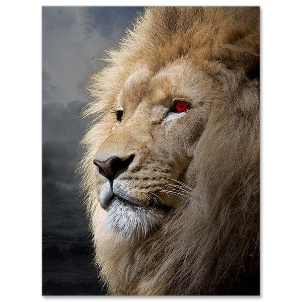 5D Diamond Painting Löwe mit roten Augen - Unique-Diamond