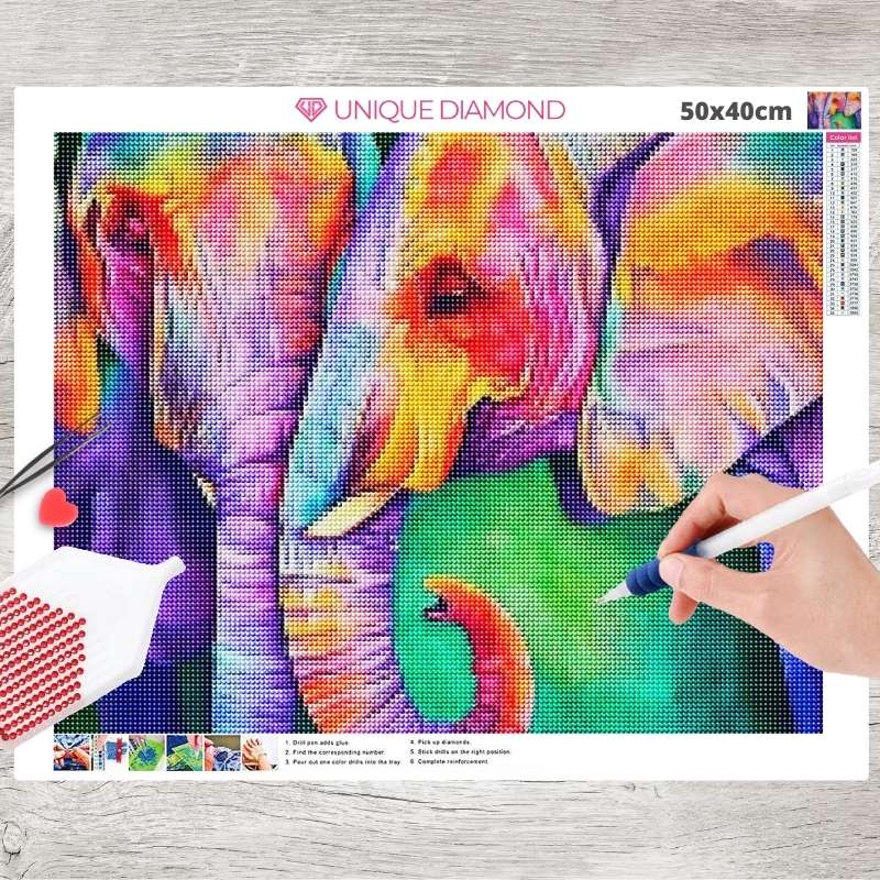 5D Diamond Painting Neon Elefanten - Unique-Diamond