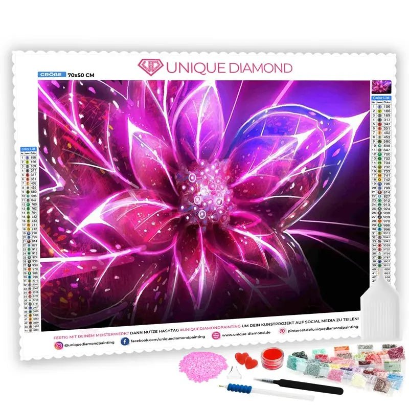 5D Diamond Painting Neon Rosa Blume - Unique-Diamond