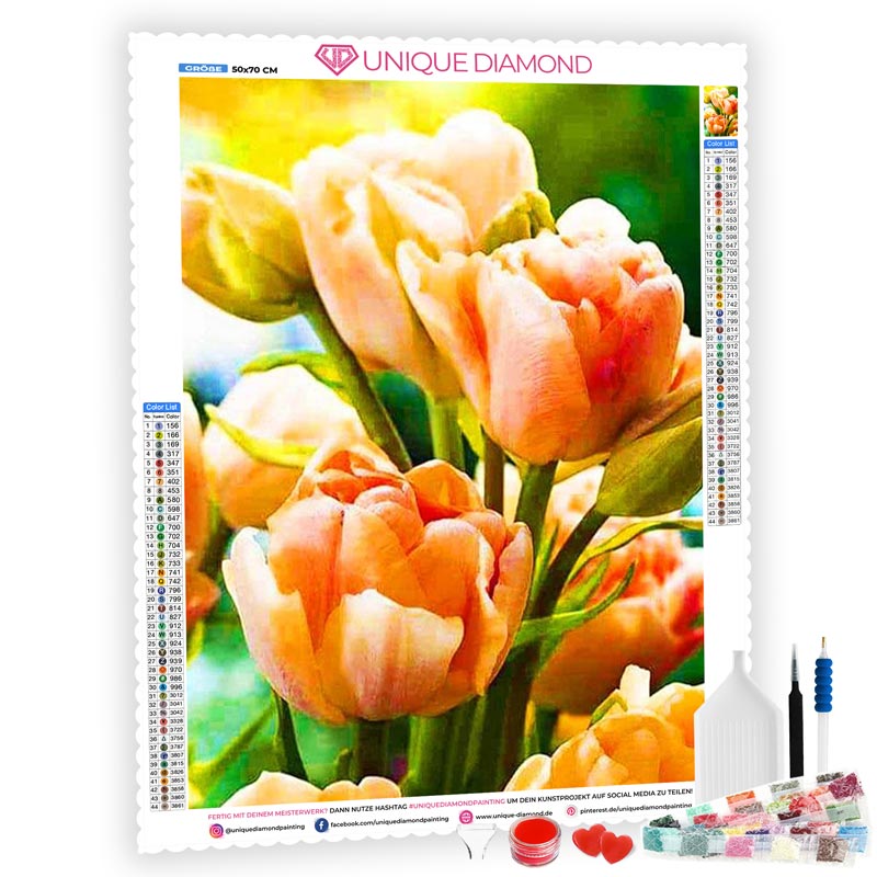 5D Diamond Painting Orangene Tulpen - Unique-Diamond