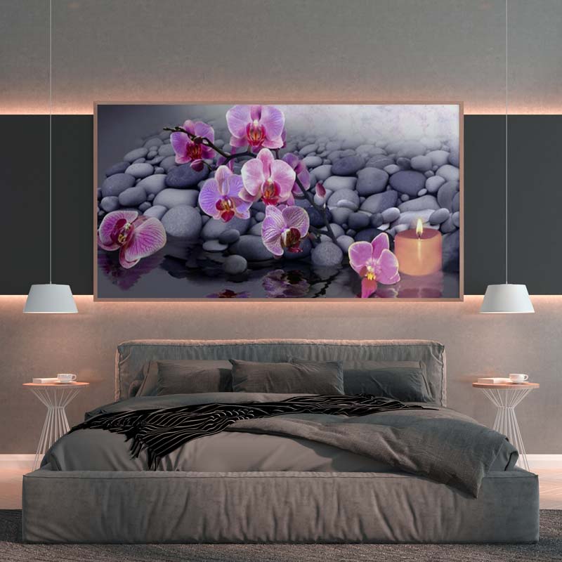 5D Diamond Painting Orchidee mit Wellness Steinen - Unique-Diamond