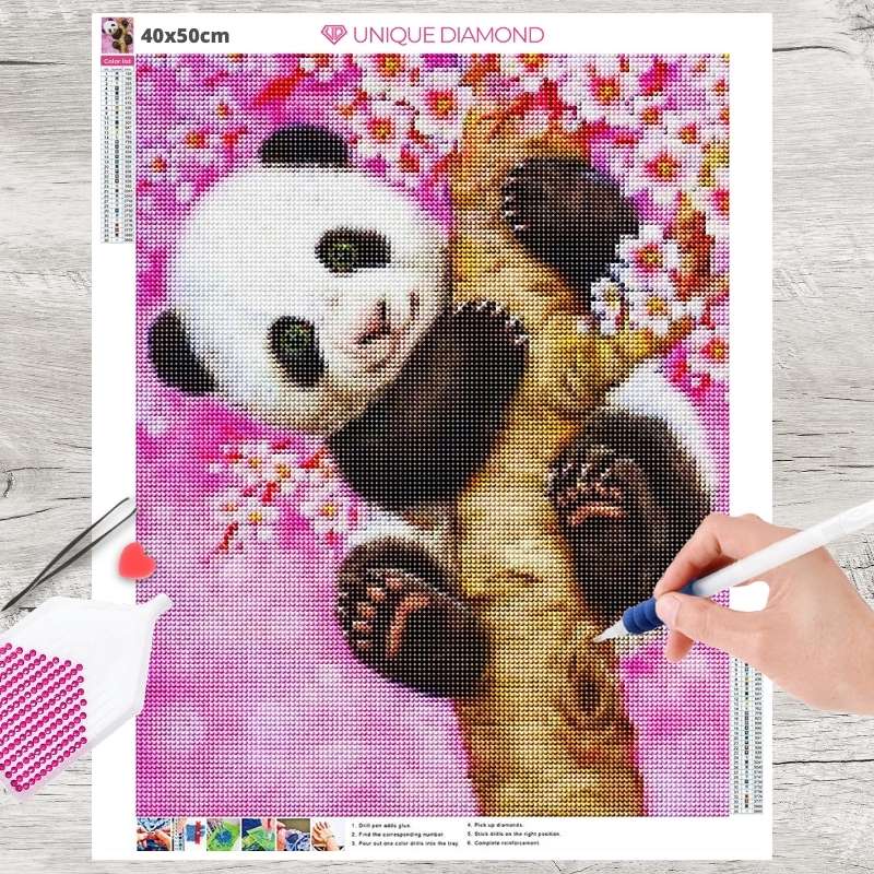5D Diamond Painting Panda auf einem Baum - Unique-Diamond