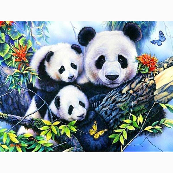 5D Diamond Painting Panda Familie - Unique-Diamond