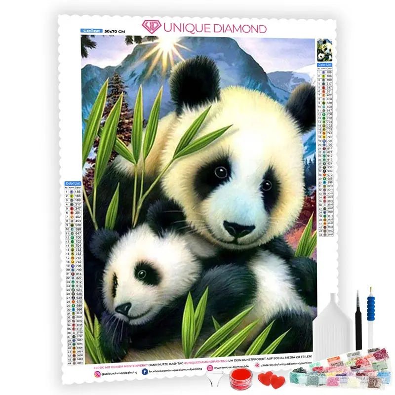 5D Diamond Painting Panda mit Baby - Unique-Diamond