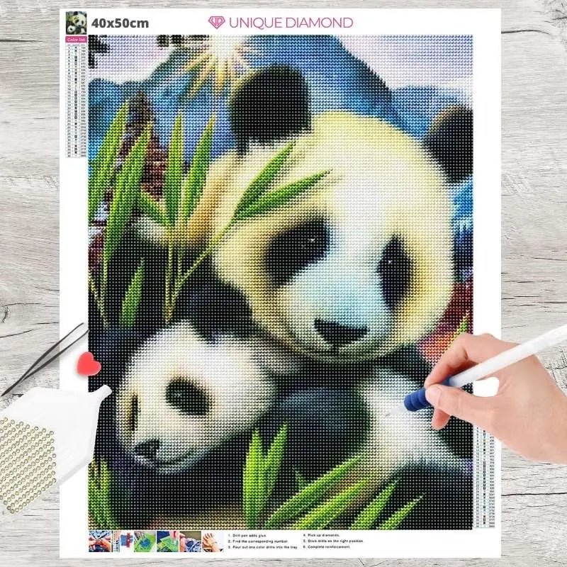 5D Diamond Painting Panda mit Baby - Unique-Diamond