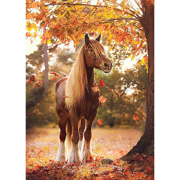 5D Diamond Painting Pferd im Herbst - Unique-Diamond