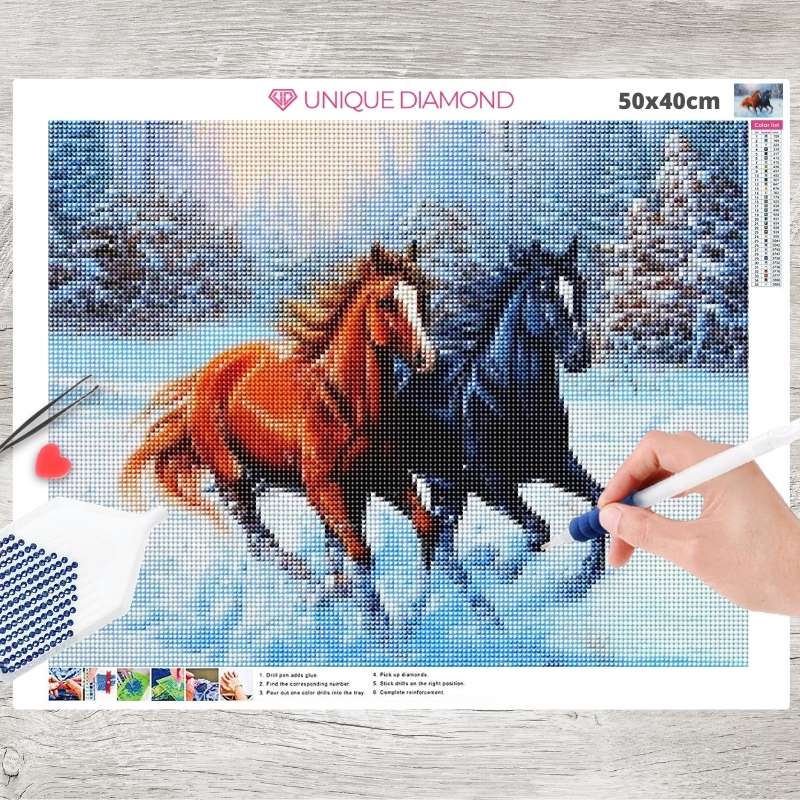5D Diamond Painting Pferde im Sturm - Unique-Diamond