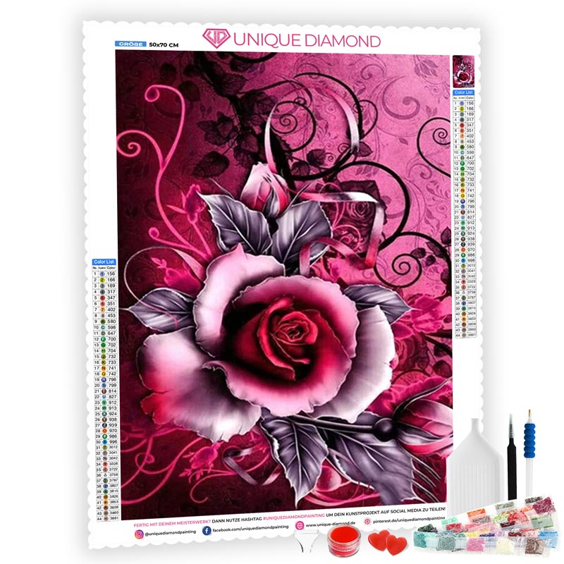 5D Diamond Painting pinke Geschenk Rose - Unique-Diamond