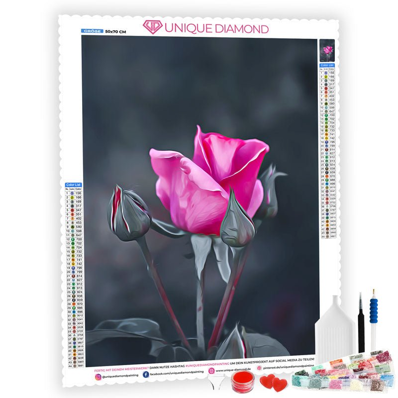 5D Diamond Painting Pinke Rose - Unique-Diamond