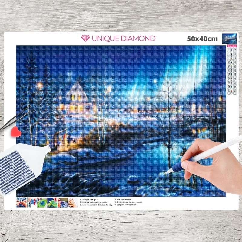 5D Diamond Painting Polarlicht im Winter - Unique-Diamond