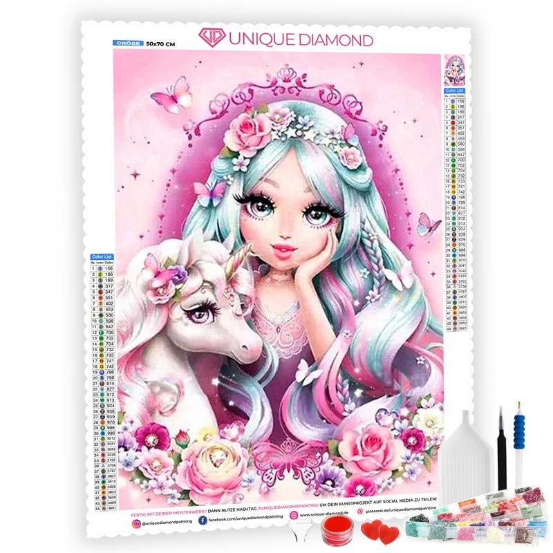5D Diamond Painting Prinzessin mit Einhorn - Unique-Diamond