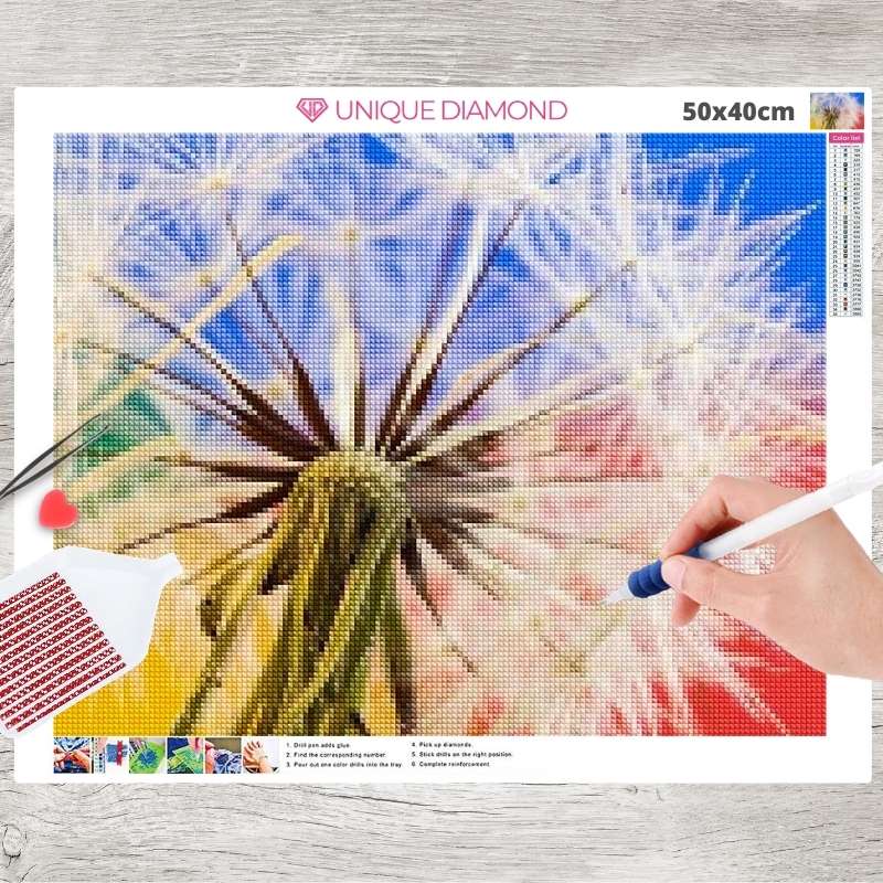 5D Diamond Painting Pusteblume im Farbspiel - Unique-Diamond