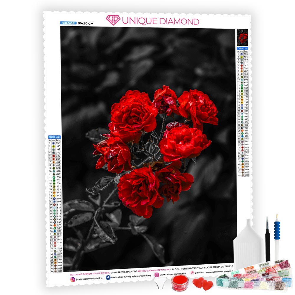 5D Diamond Painting Red Rose - Unique-Diamond