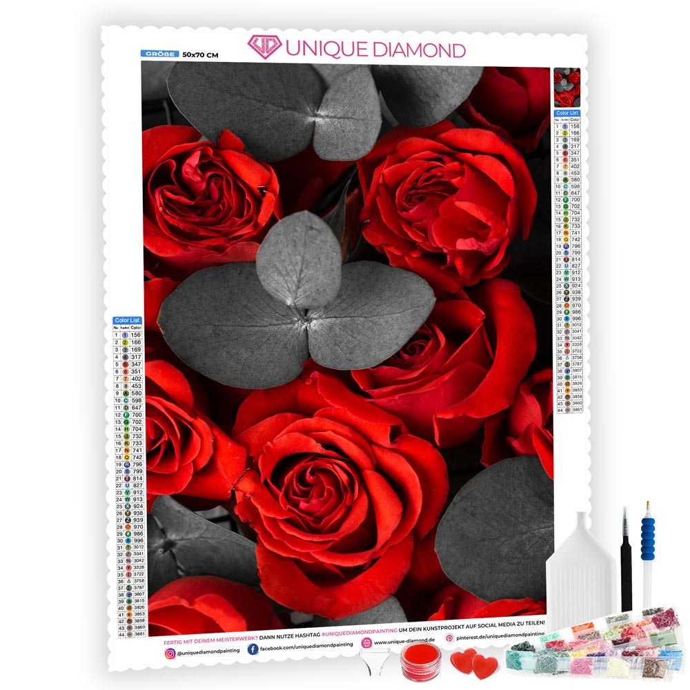 5D Diamond Painting Red Roses Bouquet - Unique-Diamond